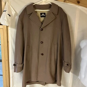 Vtg Stafford Mens Wool Blend Overcoat Top Coat 46 L 46L USA Made Brown Lined FS! - Picture 1 of 12
