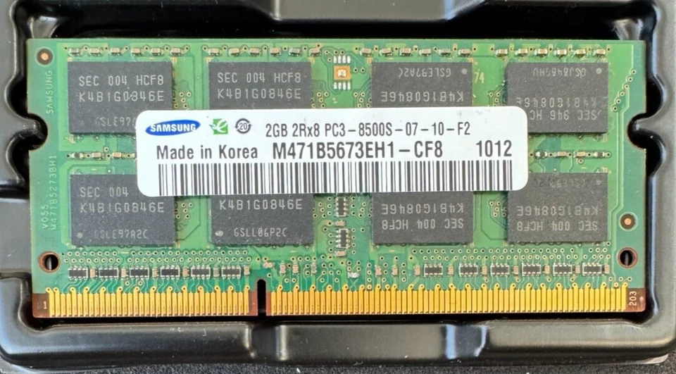 SAMSUNG 2GB 2Rx8 DDR3 PC3-8500S-07-10-F2 MEMORY MODULE - Image 1 of 1