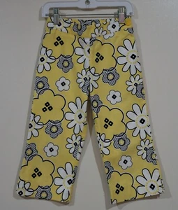 K C Parker Girls Size 6X Yellow Floral Elastic Waist Capri Pants - Picture 1 of 2