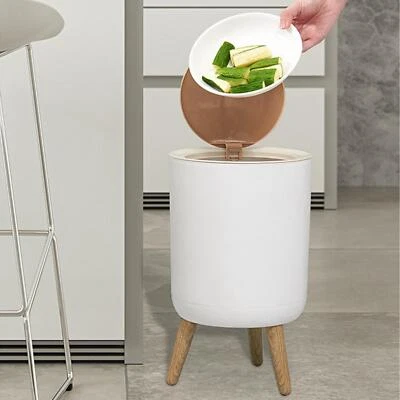 1x Garbage Can with Press Top Cover Durable Fashion for Outdoor Bathroom Bedroom - Image 1 of 4