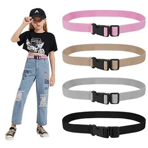4 Pack Kids Elastic Adjustable Belts Stretch Belts with Black Buckle for Pant... - Picture 1 of 6