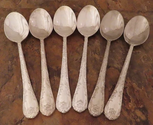 IS Enchanted Rose Set of 6 Soup Spoons Wm Rogers Vtg Silverplate Flatware Lot D - Picture 1 of 6