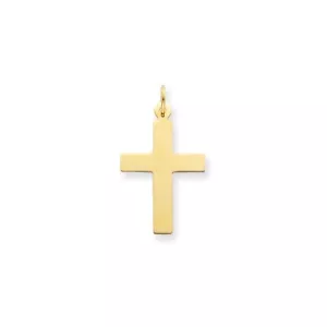 Real 14kt Yellow Gold Polished Cross Charm - Picture 1 of 6