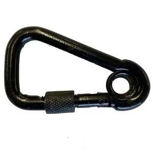 2 x 8mm BLACK PLATED ASSYMETRIC HOOK + EYE & SCREW NUT theatre chain spring snap - Picture 1 of 1