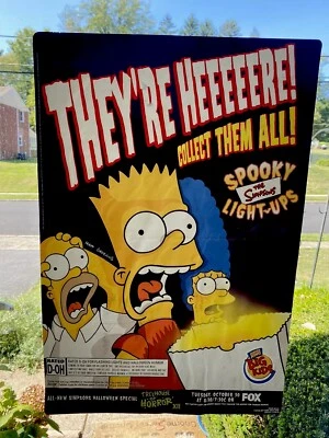 The Simpsons Burger King Vinyl Poster Sign Treehouse Of Horror Promo 2001 VTG - Image 1 of 4