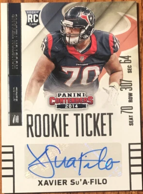 2014 Panini Contenders Rookie Autograph SP Xavier Su’A-Filo #186B Houston Texans - Image 1 of 2