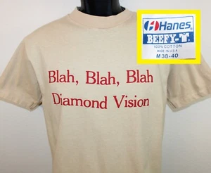 80s Diamond Vision vintage t-shirt beige Hanes Beefy-T cotton blah blah blah - Picture 1 of 7
