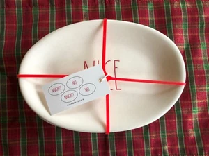 NEW Rae Dunn Oval Plates NAUGHTY/ NICE Set of 4 Ivory Red LL Ceramic Holiday - Picture 1 of 5