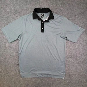 Footjoy FJ Polo Camicia Media Grande Blu Verde Ricamata Performance Check Golf - Foto 1 di 8