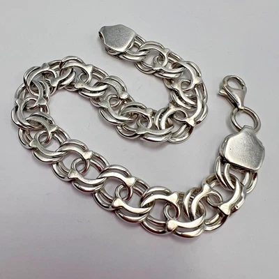 Bracciale enorme in argento sterling 925 28,28 g catena a maglie da uomo... - Immagine 1 di 4