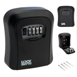 Key Safe | Combination Lock Box Metal 4 Digit Weather Resistant Storage | Black - Picture 1 of 10