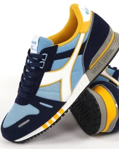 Diadora Titan Trainer Cielo/Amarillo/Azul Marino-Corredores, Seb Coe, Años 80, Tenis, Calzado - Imagen 1 de 4