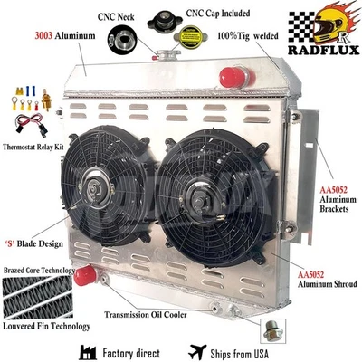 Ventilador de cubierta de radiador para Dodge Charger 500 R/T 1966-1969 7,2 L 7,0 Big Block 2 filas Foto 1 de 4