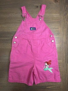 Vintage Disney The Little Mermaid Ariel And Flounder Pink Overalls Size 7/8 - Picture 1 of 16