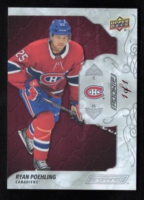 2019-20 Upper Deck Engrained Rookie Rosewood Parallel Ryan Poehling 1 of 1  1/1 - Image 1 of 2