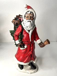 Handbemalte Keramik Weihnachtsmann Figur mit Spielzeugtüte (Beschädigung an Glocke) - Bild 1 von 13