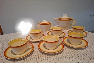 1930er Deko Clarice Cliff Bizarre Newport Keramik handbemalt Teeservice - Bild 1 von 15