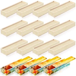 16 Pcs Unfinished Wood Pencil Box with Sliding Lid Rectangle Unpainted Storag... - Picture 1 of 7