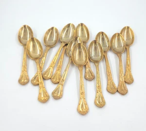 12 Vintage Baroque Godinger Flatware Set Large SPOONS Gold Plated Service - Picture 1 of 5