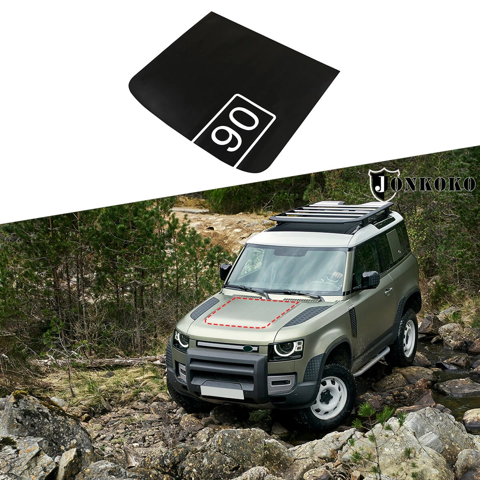 Coperchio decalcomania emblema cofano motore anteriore nero per Land Rover Defender 90 2020-2022 - Immagine 1 di 4