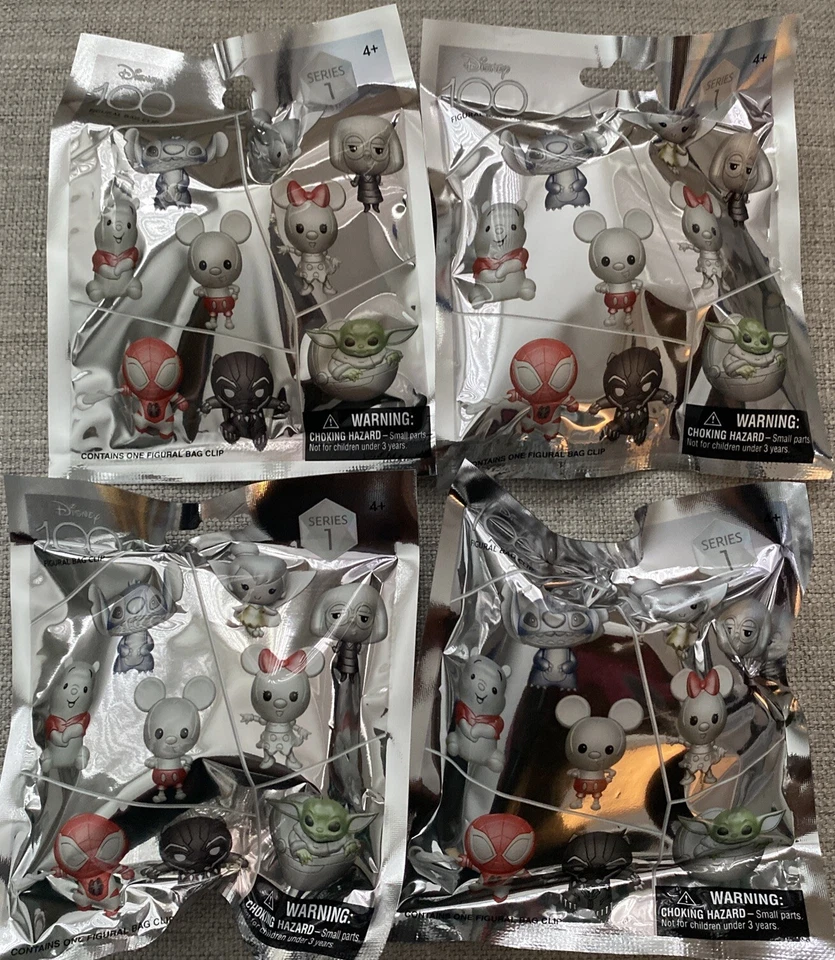(4) Disney 100th Exclusive Figural Bag Clips Series 1. Sealed - Image 1 of 1