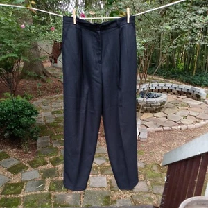 VTG Jonathan Logan Dress Pants Trousers SZ 14 Black 100% Wool Pleated High Rise - Picture 1 of 5