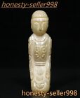 Old China Hetian Jade Hand Carve Beast Pattern Sacrifice Kneeling Person Pendant