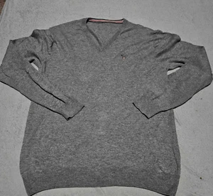 Mens Gant Pullover V Neck Grey Light Jumper Sweatshirt - Size Large - Picture 1 of 9