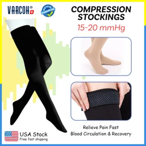 15-20 mmHg Thigh High Compression Stockings Anti-Thrombosis Edema Swelling Socks - Picture 1 of 14