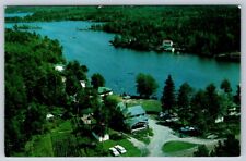 West Arm Lodge, Lake Nipissing, St Charles Ontario, Vintage Aerial View Postcard
