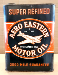 Rare vintage AERO EASTERN MOTOR OIL 2 Gallon Can - two gal - Christenson Oil Co - Picture 1 of 9