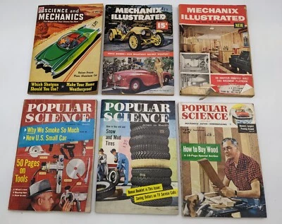6 Vintage Popular Science Mechanix Illustrated Mechanics Magazines 1950s Lot - Image 1 of 4