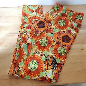 LuLaRoe TC Tall-Curvy Leggings Orange/Green Print New Soft Comfy 27" inseam - Picture 1 of 5