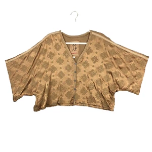 Camicia JOHNNY WAS cropped con bottoni oro donna Lg ricamata chic designer boho - Foto 1 di 10