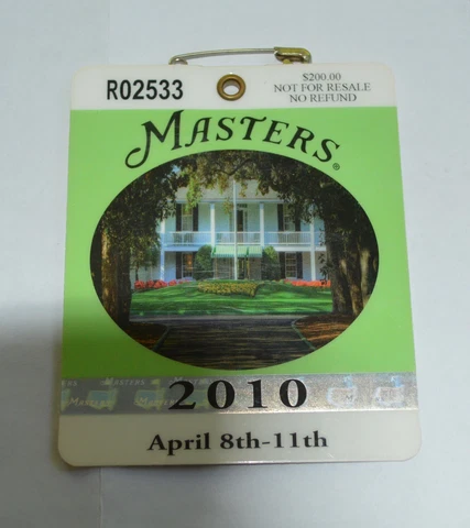 2010 Masters Tournament Patron Badge Ticket Phil Mickelson ANGC PGA Ryder Cup Cover