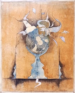 1985 LISTED BERNARD BERTHOIS-RIGAL SIGNED ORIGINAL M/M SURREALIST FANTASY FRAMED - Picture 1 of 12