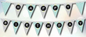 Happy Birthday Polyester Bunting - 20m with 48 Flags - Zig Zag - Picture 1 of 3