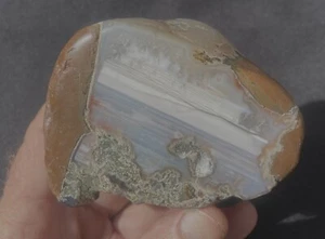 PRIDAY AGATE  POLISHED OPENED THUNDER EGG  SPECIMEN 10.3 OUNCES - 292 GRAMS - Picture 1 of 12