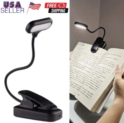 Lámpara de escritorio con clip flexible recargable USB para libro de lectura LED de mesa pequeña EE. UU. Foto 1 de 4