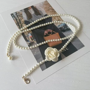New Pearl Waist Chain Women Decorative Flowers Fashion Thin Waist Belt Chain _xi - Picture 1 of 7