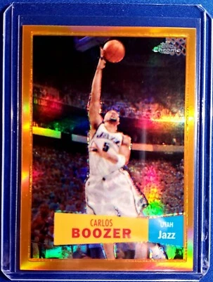 2007-08 Topps Chrome Carlos Boozer Orange 1957-58 Variations Refractor /199 Jazz - Image 1 of 2
