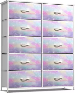 Kids Dresser with 10 Drawers - Storage Chest Organizer Unit Nightstand - Steel F - Picture 1 of 6