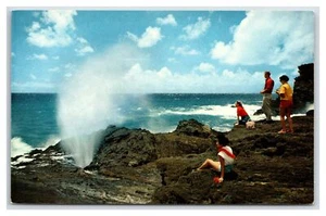 Honolulu Hawaii HI ~ AGUJERO SOPLADO costa de Oahu ~ roca volcánica SIN PUBLICAR - Imagen 1 de 2