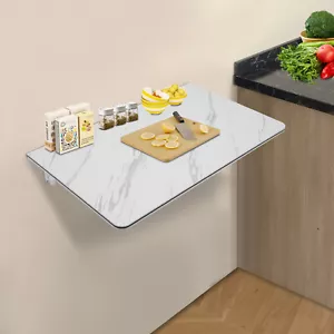 Folding Wall Mounted Laptop Desk with Brackets Space Saving Foldable Table - Picture 1 of 13