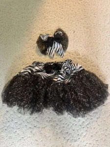 Black Zebra Print TUTU set with bow NWOT Age 1-2 - Picture 1 of 3