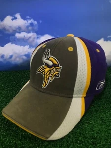 Minnesota Vikings Hat Cap Reebok NFL Flex Fit fitted Gray Purple  H1 - Picture 1 of 4