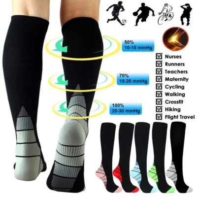 Compression Socks Flight Travel Anti Fatigue Socks Stockings for Men & Women UK - Image 1 of 4