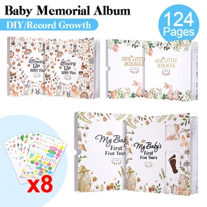 124 Pages Baby Keepsake Memory Book W/ Stickers for Boys Girls First 5 Year Gift - Picture 1 of 33
