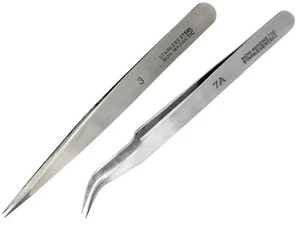 Hobbies Fine Straight and Extra Fine Curved Stainless Steel Tweezers - Picture 1 of 1