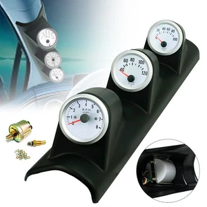 Kit de tacómetro LED blanco triple calibre 3 de 2""52 mm temperatura del agua medidor de prensa de aceite - Imagen 1 de 8